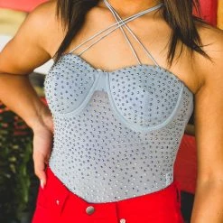 Gypsy Waltz New Cotulla Rhinestone Body Suit In Dusty Blue 14 Gypsy Waltz New Cotulla Rhinestone Body Suit In Dusty Blue