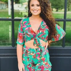 Chocolate USA The Surfside Beach Two Piece Set In Green Clearance