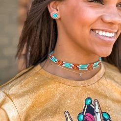 Gypsy Waltz Waco Round Turquoise Stud Earrings