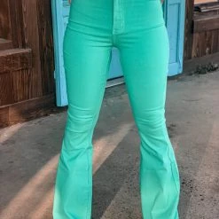 Gypsy Waltz Clothing Ropesville Bell Bottoms In Turquoise