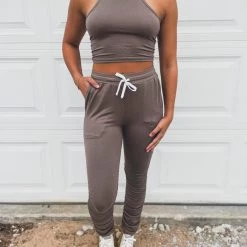 Capella SCREENBUSTER Ruched Two Piece Set In Taupe Special Daily Deals