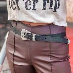 Anzell (fashion Go) SCREENBUSTER Black Turquoise Stone Bellt