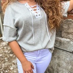 Gypsy Waltz Parker Lace Up Top Clothing