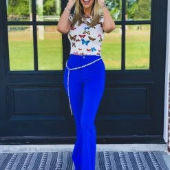 Gypsy Waltz Ropesville Bell Bottoms In Royal Blue