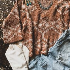 HYFYVE SCREENBUSTER Aztec Knit Sweater In Camel