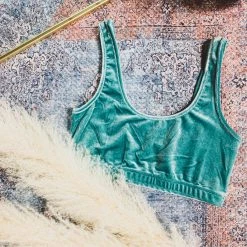 Better Be Special Daily Deals SCREENBUSTER Velvet Crop Bralette In Teal