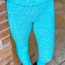L&B Domino Leggins In Tooled Turquoise - FINAL SALE