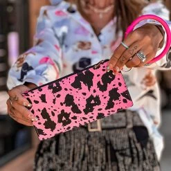 Gypsy Waltz New Daingerfield Pink Cow Print Wristlet Keychain Wallet