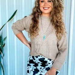 Miss Sparkling The Tioga Sweater In Taupe Clothing 17 Miss Sparkling The Tioga Sweater In Taupe Clothing