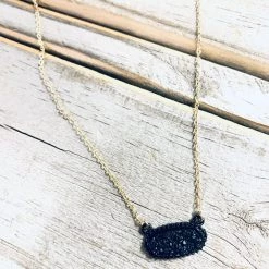 Bosuk Jewelry Special Daily Deals DAILY DEAL Black Druzy Stone Ncklce