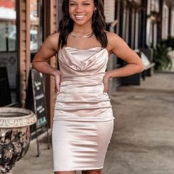 Gypsy Waltz Marshall Champagne Satin Dress 15 Gypsy Waltz Marshall Champagne Satin Dress