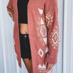Very J Clothing The Schertz Cardigan In Rust