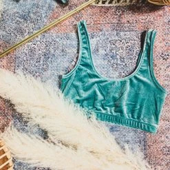 Better Be Special Daily Deals SCREENBUSTER Velvet Crop Bralette In Teal