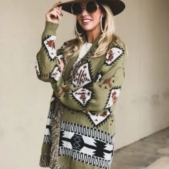 La Mel The Four Corners Cardigan In Olive Clothing